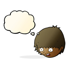 cartoon stressed face with thought bubble