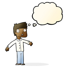 cartoon shocked man with thought bubble