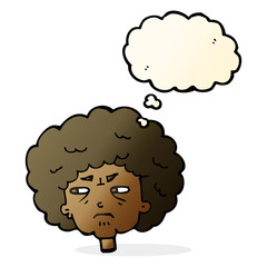 cartoon bitter old woman with thought bubble