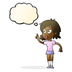 cartoon woman asking question with thought bubble