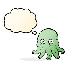 cartoon alien squid face with thought bubble