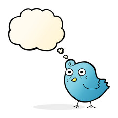 funny cartoon bird with thought bubble