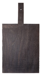 Black old oak cutting board, isolated