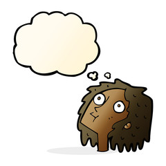 cartoon staring woman with thought bubble
