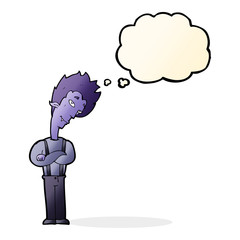cartoon vampire with thought bubble