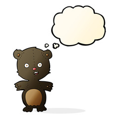 cute black bear cartoon with thought bubble