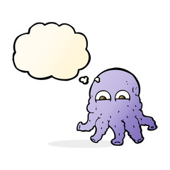 cartoon alien squid face with thought bubble