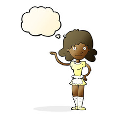 cartoon maid with thought bubble