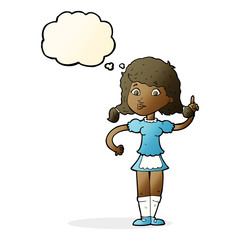 cartoon pretty maid woman with thought bubble