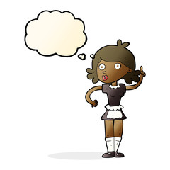 cartoon surprised maid with thought bubble