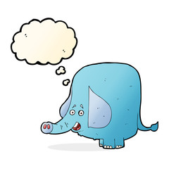 cartoon funny elephant with thought bubble