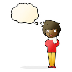 cartoon friendly man with thought bubble