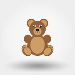 Bear toy. Flat icon.