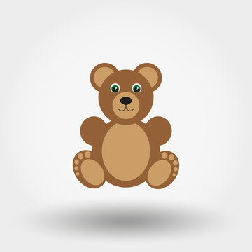 Bear toy. Flat icon.