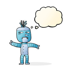 cartoon robot with thought bubble