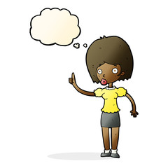 cartoon woman with idea with thought bubble