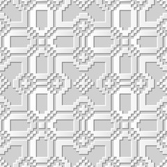 Vector damask seamless 3D paper art pattern background 001 Square Mosaic Cross
