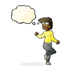 Fototapeta premium cartoon woman waving with thought bubble