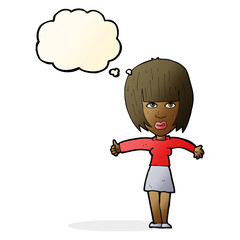 cartoon annoyed woman  with thought bubble