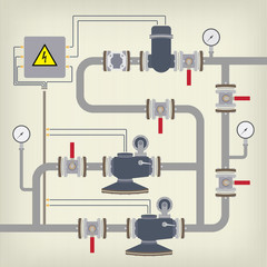 Infographic scheme with liquid, water tank. Vector