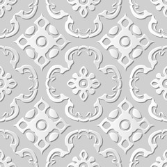Vector damask seamless 3D paper art pattern background 010 Curve Kaleidoscope
