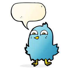funny cartoon bird with thought bubble
