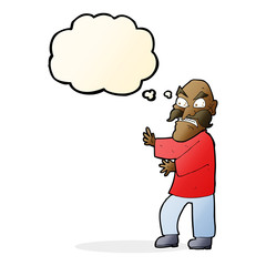 cartoon angry old man with thought bubble