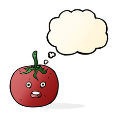 cartoon tomato with thought bubble