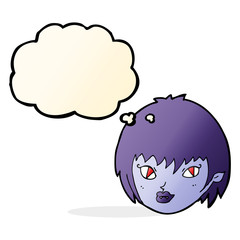 cartoon vampire girl face with thought bubble