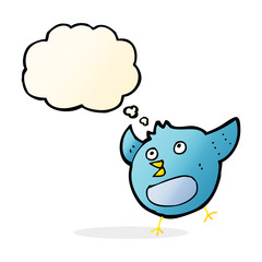 cartoon happy bird with thought bubble