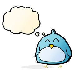 funny cartoon bird with thought bubble