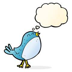 cartoon singing bird with thought bubble
