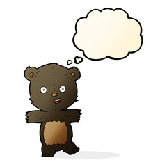 cartoon cute black bear cub with thought bubble