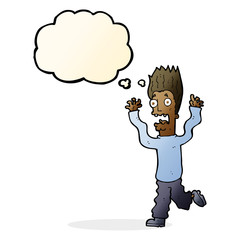 cartoon terrified man with thought bubble