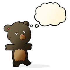 cartoon cute black bear with thought bubble