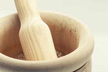 wooden mortar