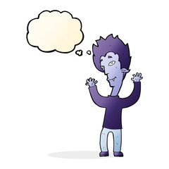 cartoon vampire man with thought bubble