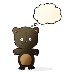 cartoon black bear cub with thought bubble