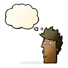 cartoon surprised face with thought bubble
