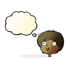 cartoon amazed expression with thought bubble