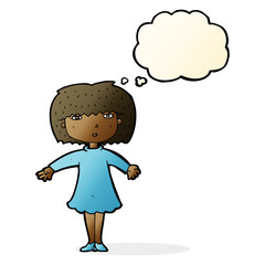 cartoon surprised woman with thought bubble