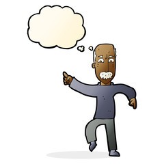 cartoon angry old man with thought bubble