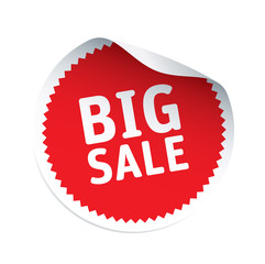 Red vector sticker and text BIG SALE