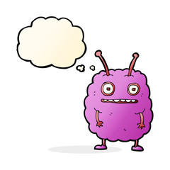 cartoon funny alien monster with thought bubble