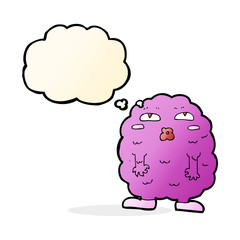 funny cartoon monster with thought bubble