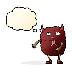 funny cartoon monster with thought bubble