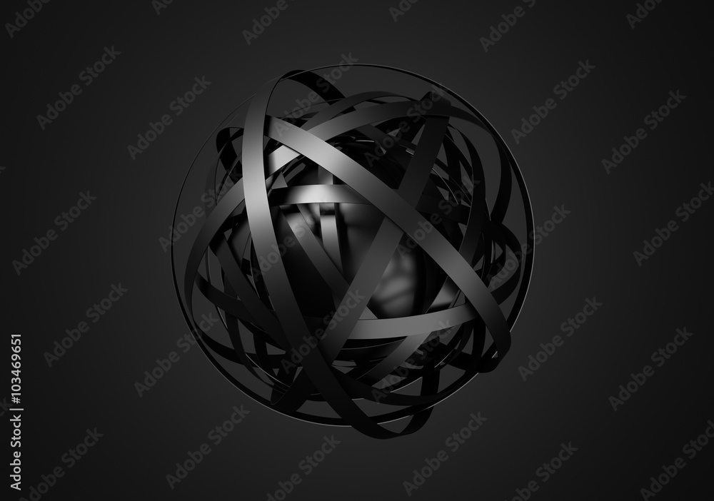 Poster abstract 3d rendering of sphere with rings in empty space. futuristic shape. surrealistic background