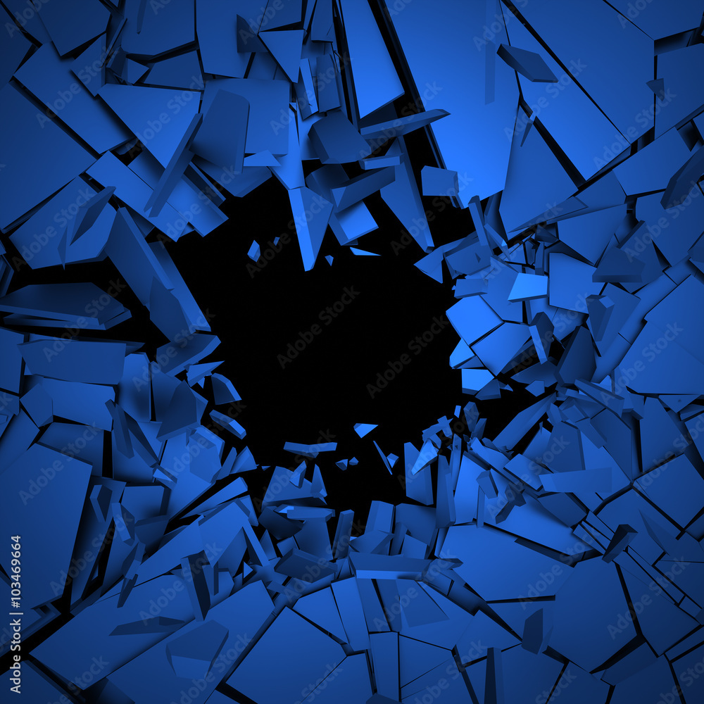 Poster abstract 3d rendering of cracked surface. background with broken shape. wall destruction. explosion 