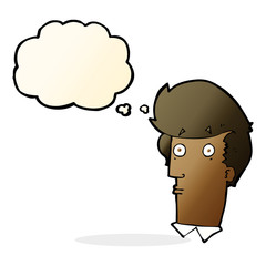 cartoon surprised expression with thought bubble