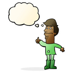 Obraz premium cartoon nervous man with thought bubble